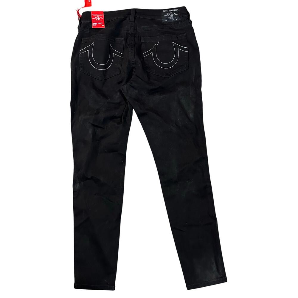 TRUE RELIGION Women's Jennie Mid Rise Curvy Skinny Pants Size 33 In Black - Picture 2 of 13